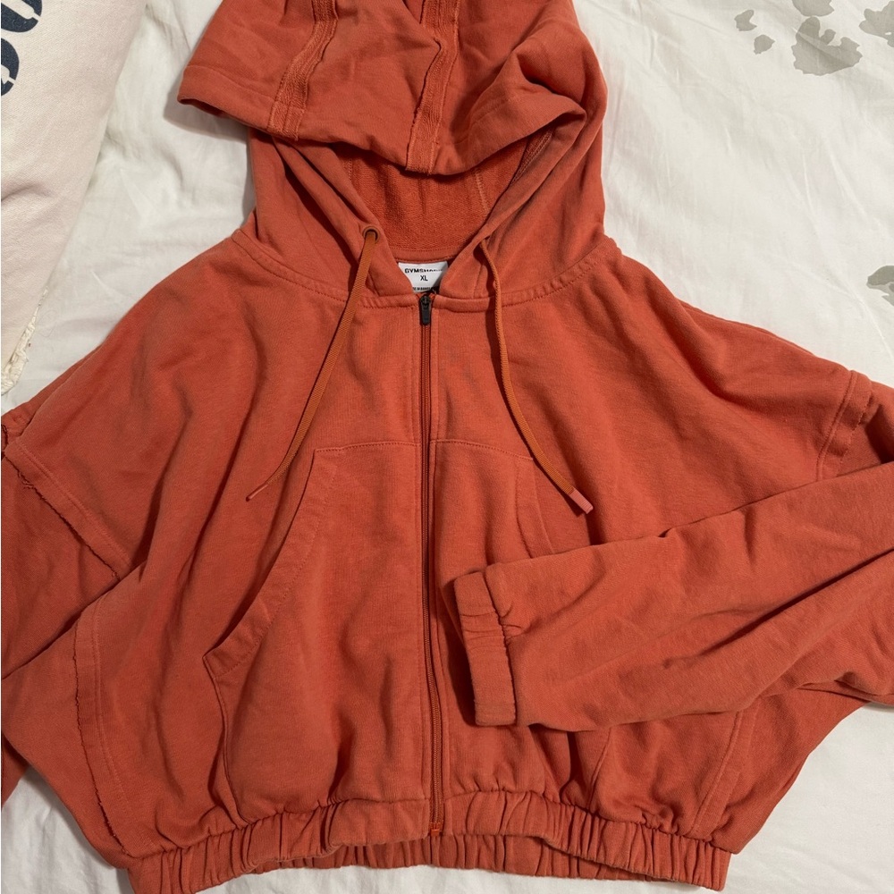Gymshark Cropped Full Zip Orange Hoodie KK Fit Collab